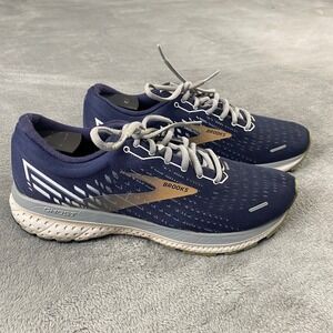 Brooks Ghost 13 Running Shoes Mens 8.5 Navy Gold 1103481D453 Athletic Sneaker